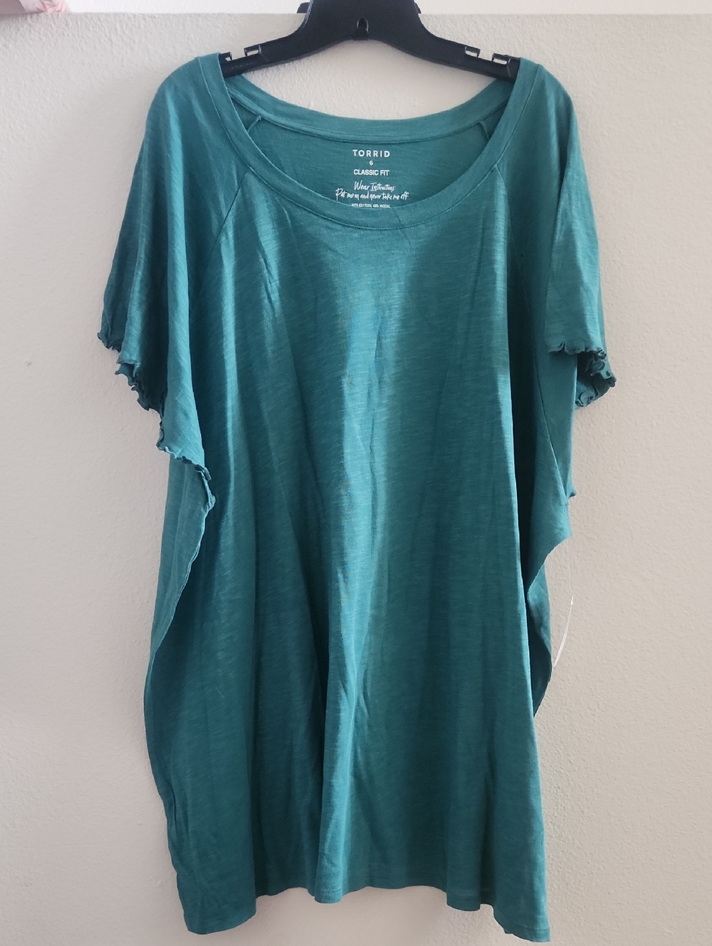 Torrid Teal Scoop Neck Tunic Top Ruffled Sleeves